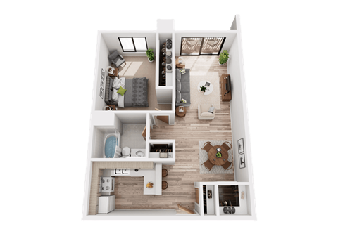 Floor plan for 1 bed, 1 bath, 900 sqft